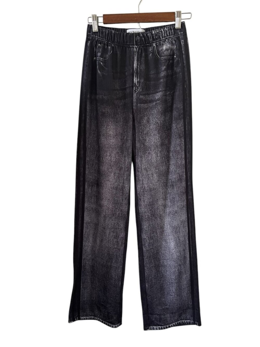 Mila Rosabella NEW Two-Stripe Sweatpant Jeans In Black/Gray Size XS